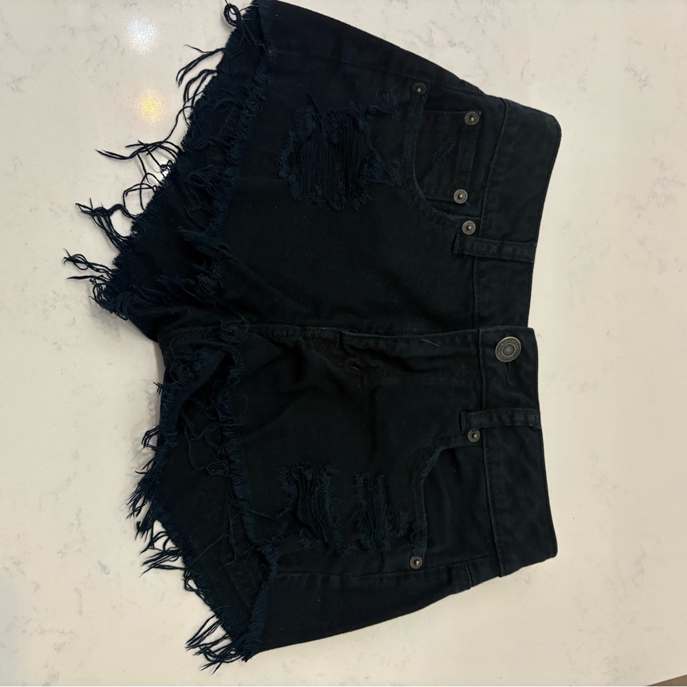 American Eagle Outfitters Black Distressed Jean Shorts